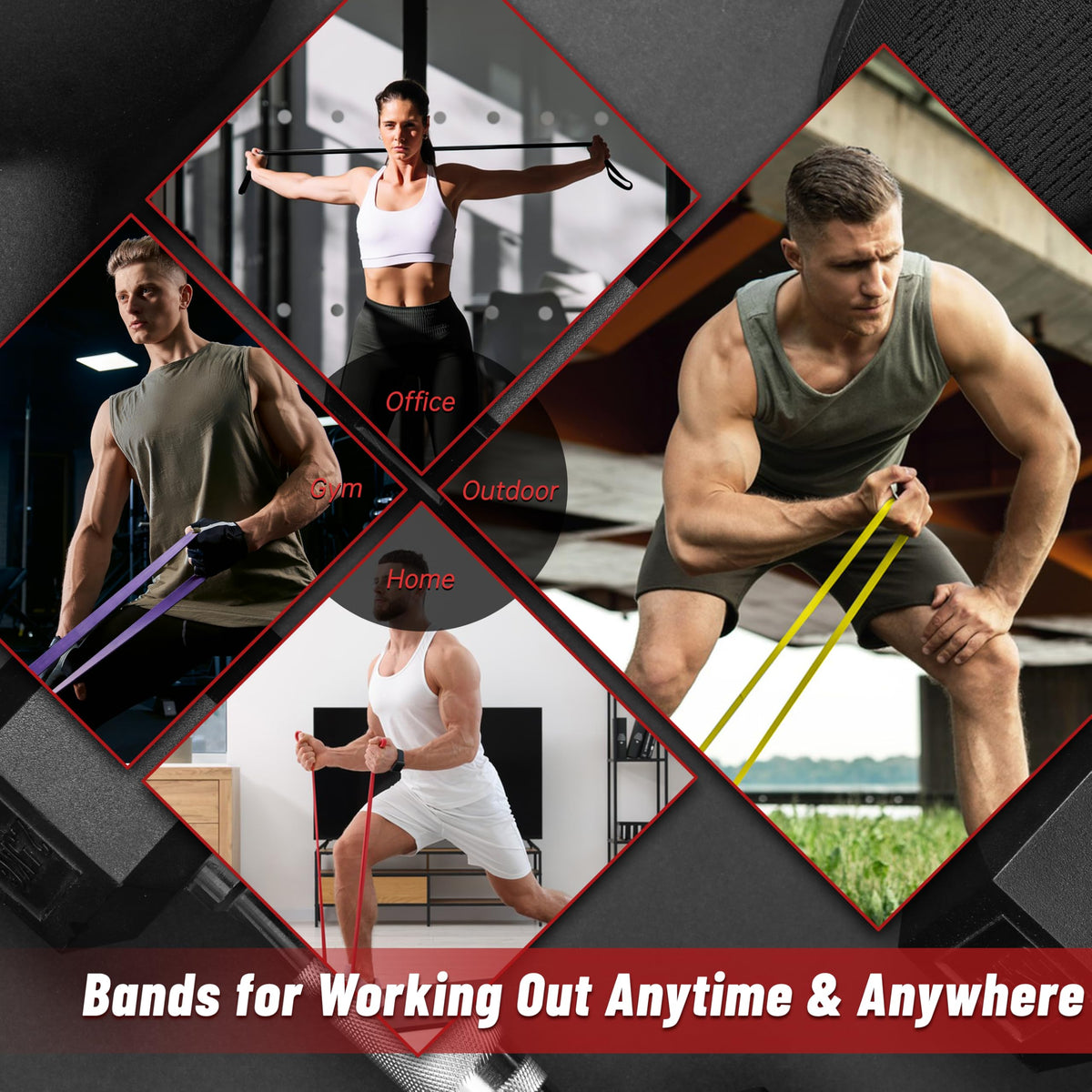 5-Level Resistance Bands for Working Out, Pull Up Assistance Bands | 5-125 LBS Resistance, Fitness, Full-Body Training, Physical Therapy & Stretch Workout, for Men, Women, Home, Outdoor, Gym Use