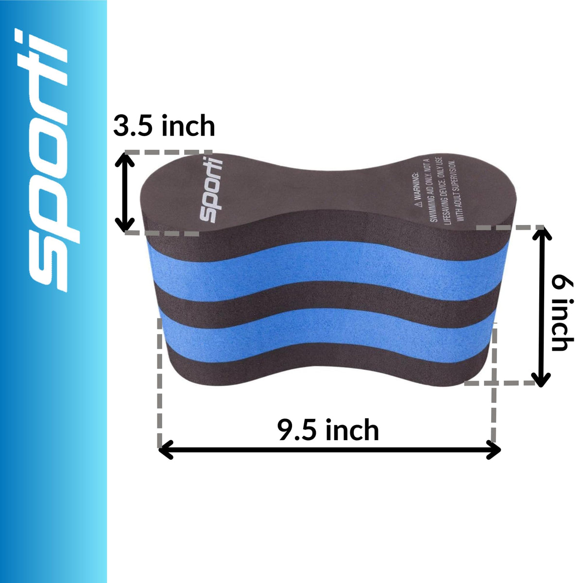 Sporti Unisex-Adult Swim Training Pull Buoy Leg Float, EVA 5-Layer | 9.5 x 3.5 x 6 In, Upper Body Drills, Muscle Conditioning, Pool Beginner To Advanced, Training Aid, Swimmer Accessories