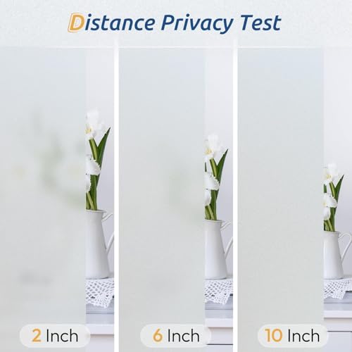 rabbitgoo Frosted Glass Window Privacy Film, Static Cling, 17.5" x 78.7" | Heat Control UV Blocking Sticker, Non Adhesive Removable Tint, No Glue Anti-Glare Renter Friendly Coverings for Home Bathroom