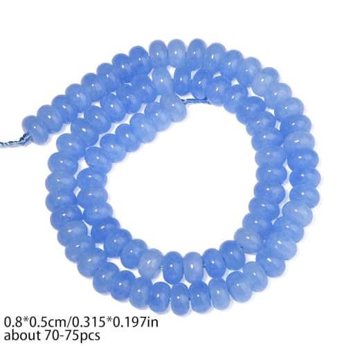 Songxi 5x8mm Natural Light Blue Colored Jade Stone Rondelle Beads, 73PCS Spacer Round Loose Abacus Beads for Jewelry Making, Gemstone for Bracelet Necklace Earrings, Arts and Crafts
