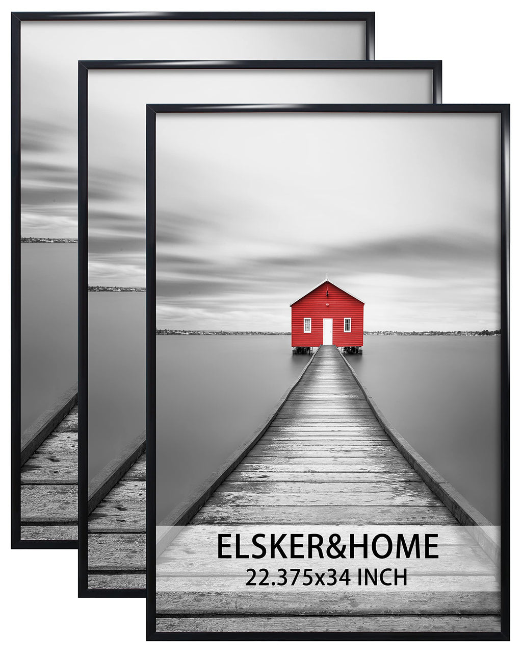 ELSKER&HOME 22.375 x 34 Poster Frame 3 Pack, Black | 22.375x34 Picture Frame for Horizontal or Vertical Wall Mounting, Sturdy and Scratch-proof