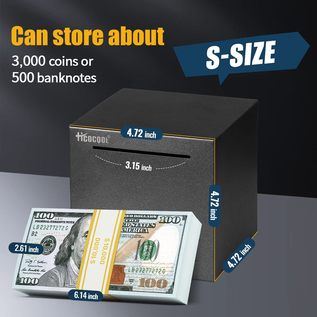 Hicocool Stainless Steel Piggy Bank for Adults Must Break Open, Black 4.72" | Starry Black Unbreakable Money Bank for Adults & Kids, Unopenable Metal Money Box for Saving Plans and Holiday Gifts