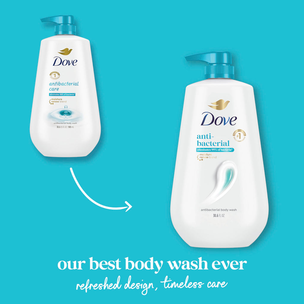 Dove Body Wash Antibacterial For All Skin Types 30.6 oz Pump, Sulfate Free | Dove Antibacterial Body Wash eliminates 99% of bacteria while nourishing skin with a sulfate-free formula