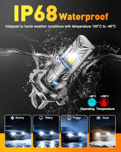 2026 𝐋𝐚𝐭𝐞𝐬𝐭-𝐆𝐞𝐧 H7/H7LL Light bulb, 𝟗𝟎,𝟎𝟎𝟎𝐋𝐌 48 PCS 6500K Cool White, Real 1:1 Mini Size, 90K+ Hours Service Life Headlight Bulb Retainers, IP68 No Adapter Needed, Canbus Ready