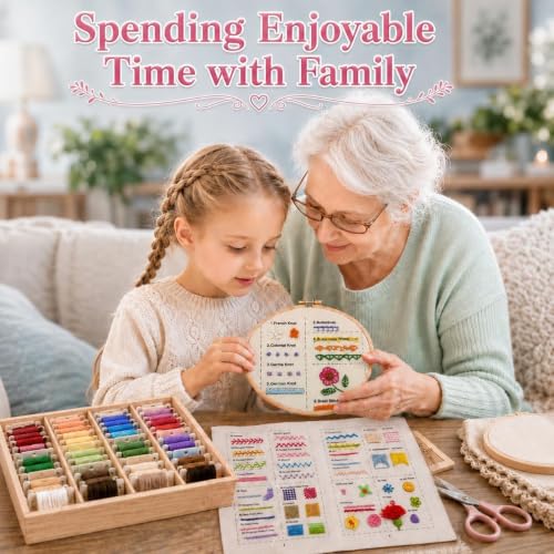 spicssa Beginner Embroidery Stitch Book Kit, 79 Stitches, Video Tutorials