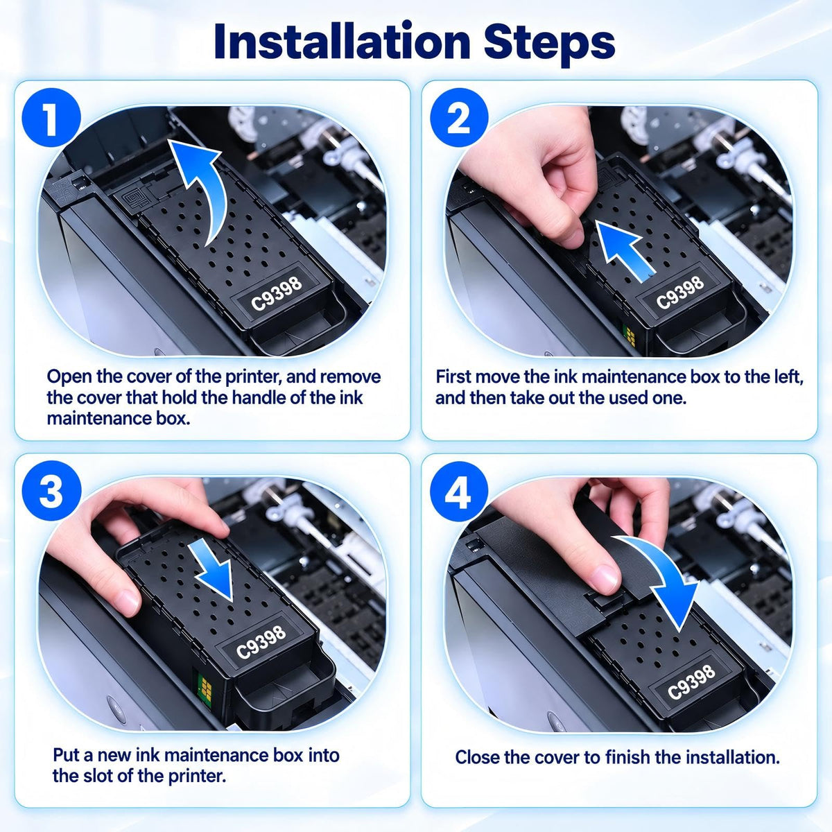 C9398 Ink Maintenance Box Compatible with ET-2418 ET-2900 ET-2903 ET-4903 | ET-1910 ET-1913 ET-2410 Printer, High Capacity, New Chip 100% Compatible C9398 Maintenance Box