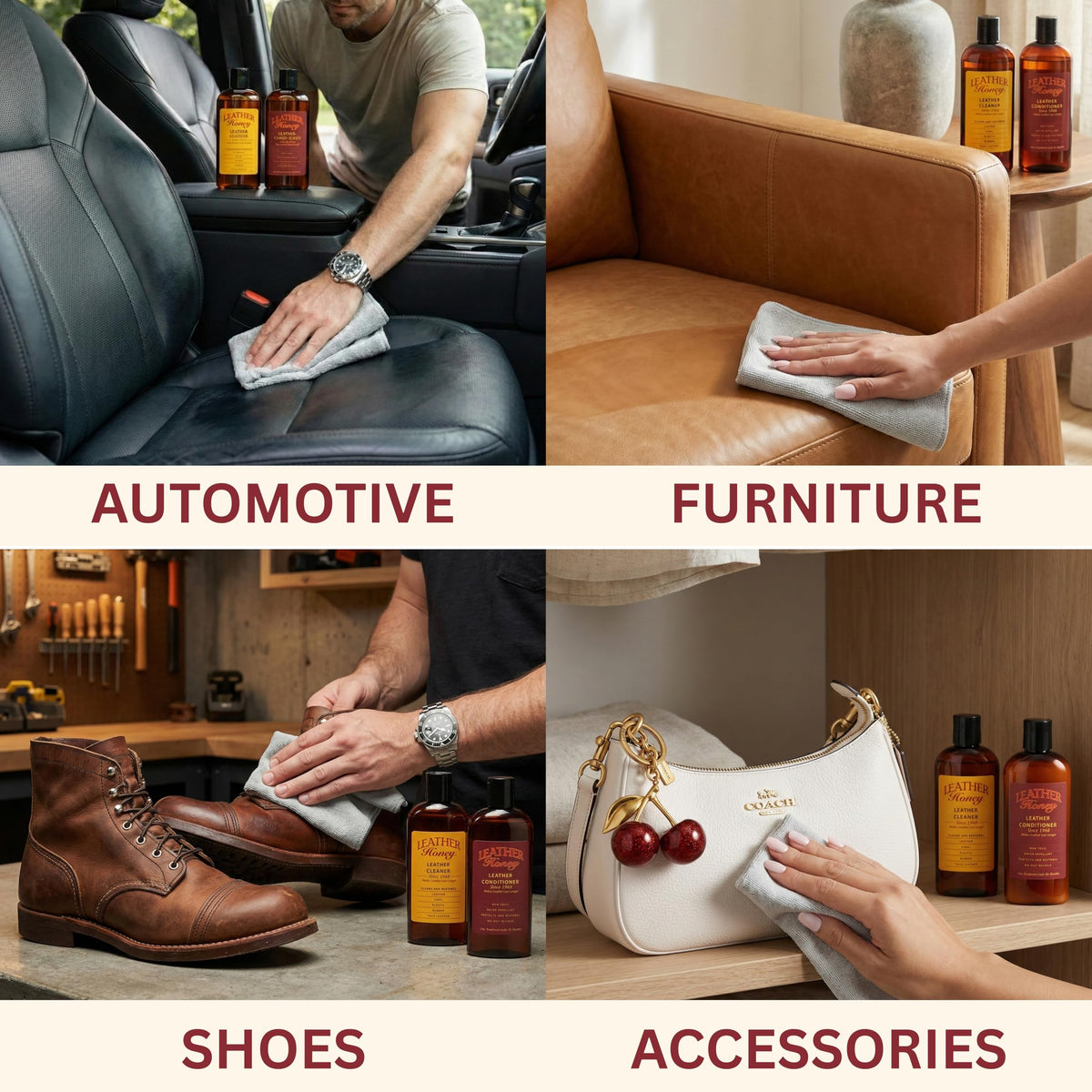 Leather Honey Leather Conditioner – Non-Toxic & Made in the USA Since 1968 | Restores & Protects All Leather — Auto, Furniture, Apparel, Shoes, Bags & Accessories. Safe For Any Color, Including White.