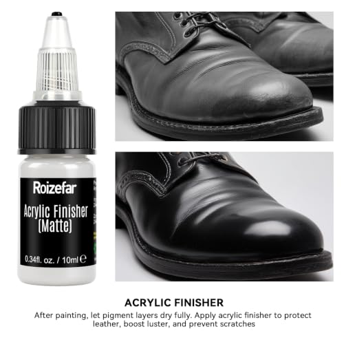 Roizefar Acrylic Leather Paint, 18 Colors with Deglazer & Finisher | All-in-One Kit, Flexible & Waterproof Leather Dye for Shoes, Bags, Jackets, Sneakers, Car Seats, Sofa, 0.34 fl oz Each