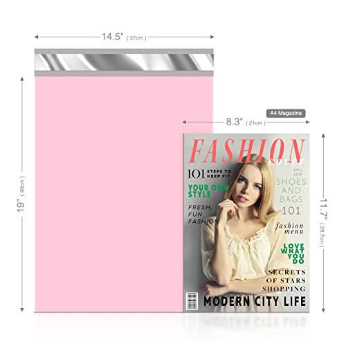 Fuxury Poly Mailers 14.5x19 Inch 50pc Shipping Bags for Small Business Pink | Mailing Envelopes for Clothing,Self Seal Shipping Envelopes Waterproof Poly bags Durable Packaging Bags