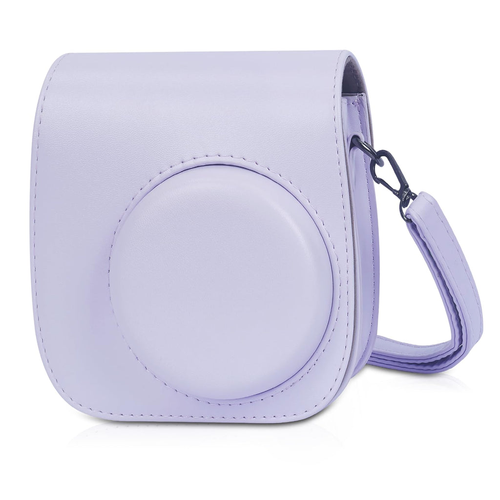 Phetium Instant mini 12 Camera Protective Case Compatible with Instax Mini 12 11,PU Leather Bag with Pocket and Adjustable Shoulder Strap (Lilac Purple)