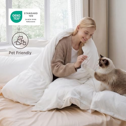 Bedsure Prewashed Duvet Cover Queen, Bedding Set with Zipper Closure, White | Ultra Soft, Relaxed Texture, Breathable Comfort, Hidden Zipper, 8 Corner Ties, Easy Care, OEKO-TEX Certified, Year-Round Use
