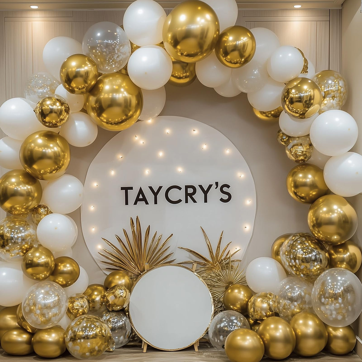 RUBFAC Gold Balloons Different Sizes Chrome Gold Balloon Arch Kit 129pcs | Metallic Gold Balloon Garland Arch Kit for Christmas Halloween Graduation Party Wedding Holiday Happy Birthday Decoration