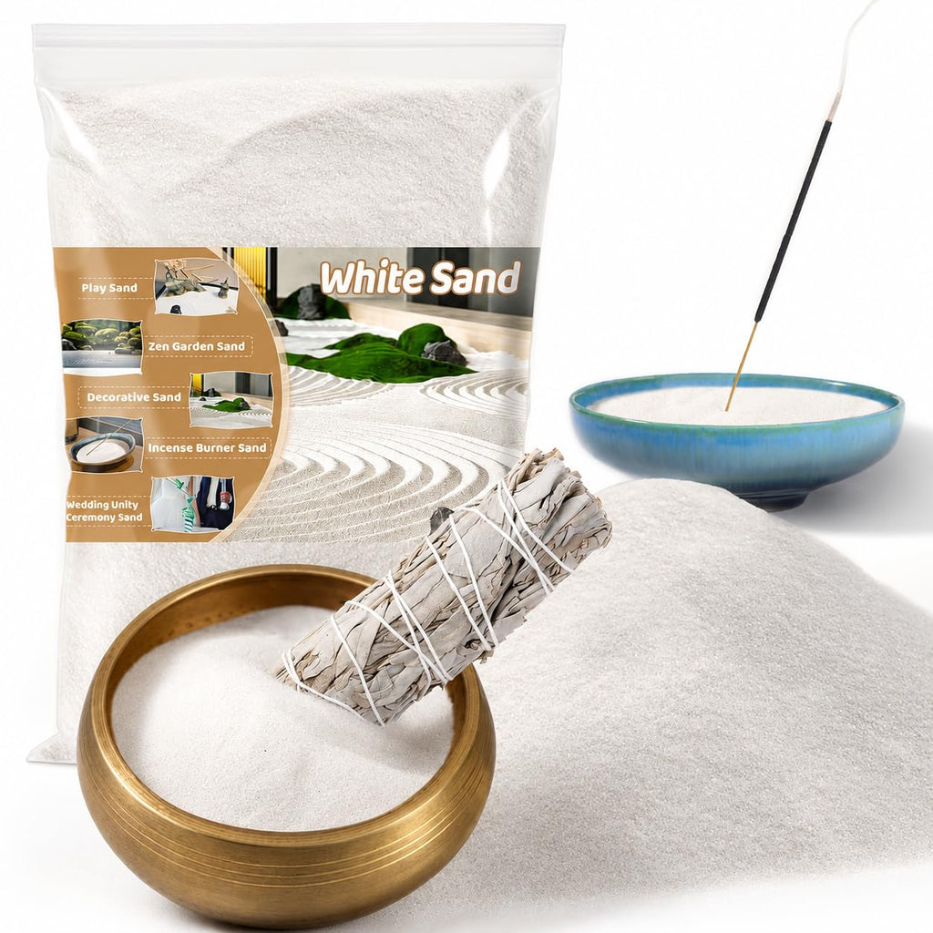 RAINFLOW 15oz Fine White Sand - Quartz Sand for Crafts & Decor | Decorative Sand for Aquarium Tank, Wedding Unity Ceremony, Zen Garden, Vase Filler & Incense Burner & Substrate