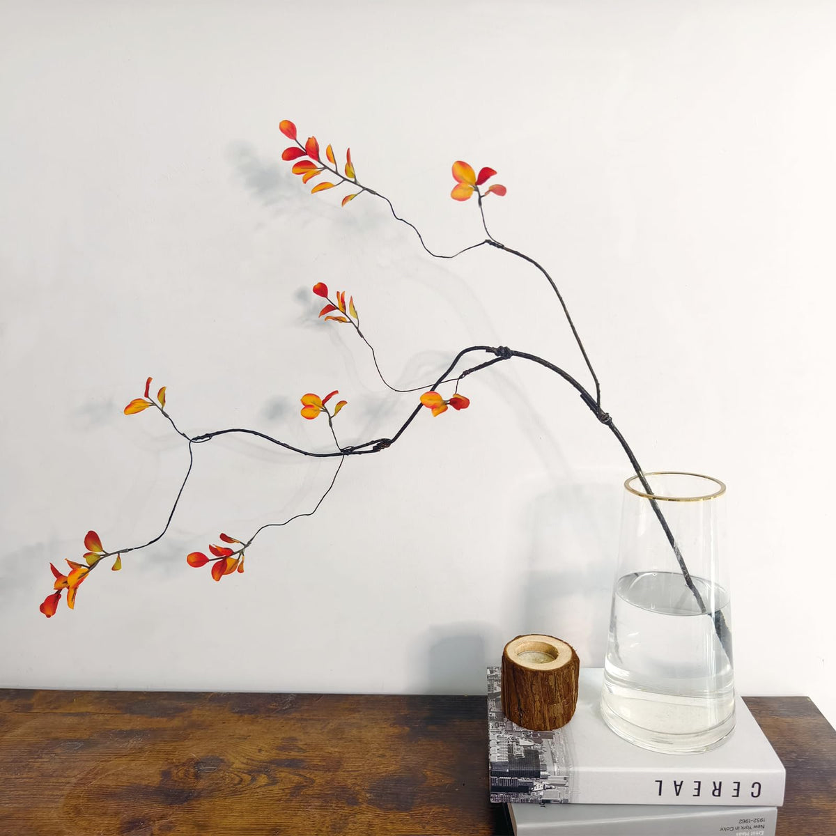 4 Pcs Fall Stems Artificial Ficus Branches Faux Eucalyptus Stems Fall Decor | 47.2 Inch Fake Leaves Fall Decorations for Home, Autumn Table Decor Fall Branches for Vase Filler Centerpieces