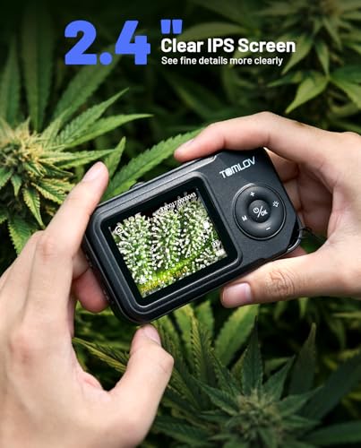 TOMLOV P50 Handheld Digital Microscope, Adjustable Focus, 2.4" IPS Screen | Adjustable LED Lighting, Pocket-Sized, Take Photos/Videos, Error Coin & Trichome View, For Collectors, Windows/Mac Compatible