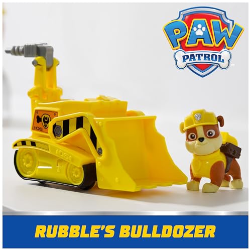 Paw Patrol, Rubble’s Bulldozer Toy Truck with Collectible Action Figure | Action Rescue Vehicle, Rolling Wheels, Rubble Action Figure, Imaginative Pretend Play, Kids Toys for Boys & Girls Ages 3 & Up
