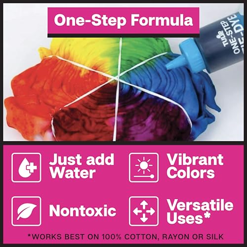 Tulip One-Step Tie Dye Party Kit, 18 Bottles, 14 Colors | 18 Prefilled 2.75 fl oz Bottles, Gloves, Rubber Bands, 2 Project Guides, Large Group Activity, Permanent Fabric Dye