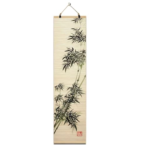 RILEYSON Asian Wall Decor - Wall Art Decorations Crafted from Natural Bamboo, Chinese Classical Aesthetic Bamboo Scroll Wall Paintings，47 x 12 inches (Color-C03)