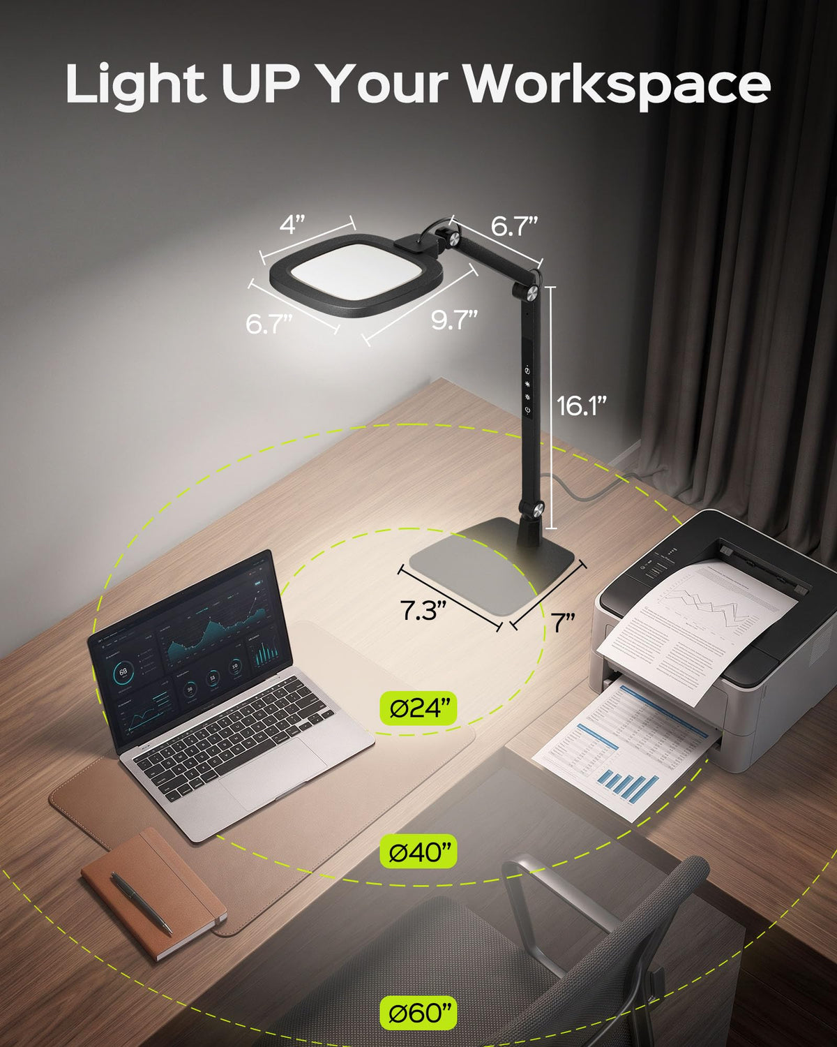 LED Desk Lamps for Home Office, 18W Bright Soft Video Conference Lighting | 50+ Light Modes, Eye-Care, Glare-Free, Memory & Timer Func, Upgrade Desk Light for Reading, Zoom, Streaming, Study, Craft
