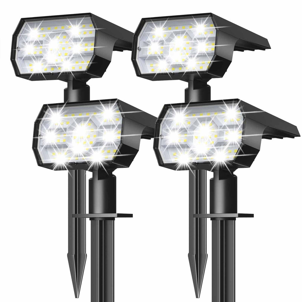 NYMPHY Solar Lights Outdoor Waterproof - 4 Pack (Cool White) | 56 LED 3 Lighting Modes IP68 Waterproof Solar Powered Garden Yard Spot Solar Lights for Outside Landscape