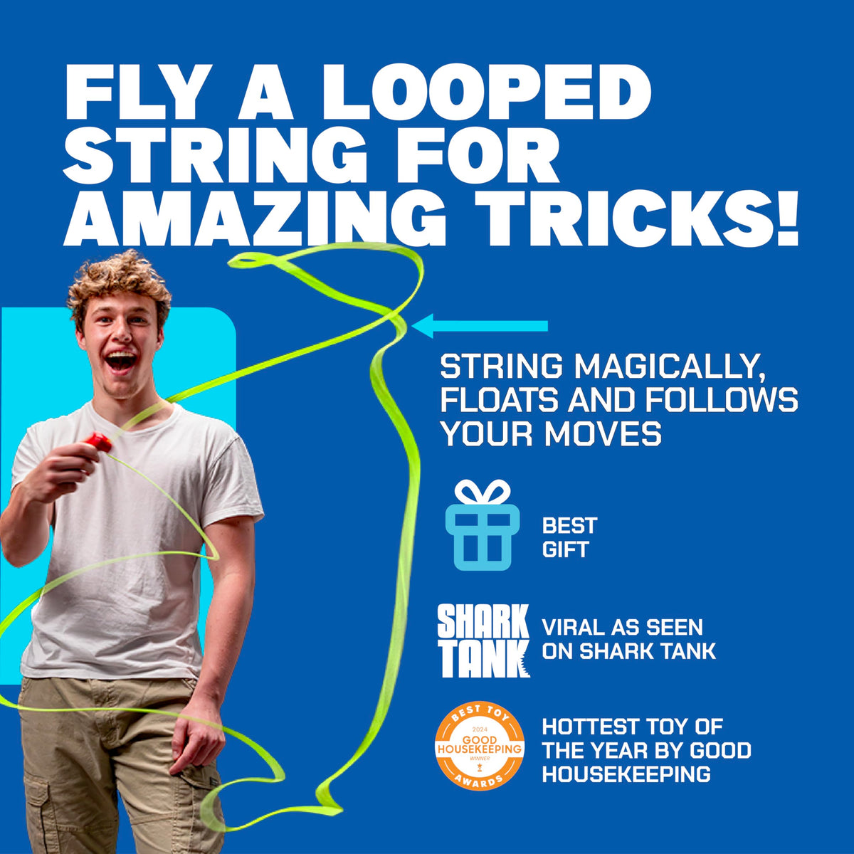 ZipString Original Rope Launcher Toy, Luscious Lime | As Seen on Shark Tank, For Kids & Adults, Fly String Loop in Air, Endless Tricks & Fun