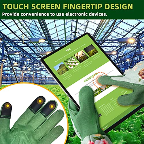 WANCHI Gardening Gloves for Women Gift,Yard Work Garden Gloves,Green Medium | Long Garden Gloves for Women,Gardener Gardening Gifts for Women,Outdoor Heavy Working Gloves for Men,Weed,Pruning,Lawn Glove