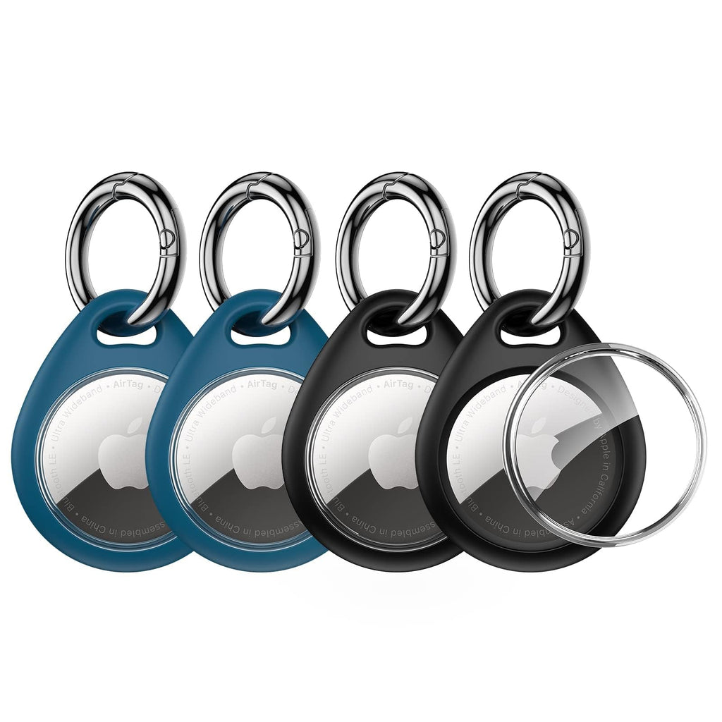 UNBREAKcable AirTag Holder for Apple - 4 Pack Air Tag Case with Keychain | Secure Tight Fit, Easy to Install, Shockproof Waterproof TPU, Perfect for Kids Pets Luggage Backpacks and Keys