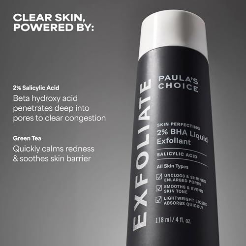 Paula's Choice SKIN PERFECTING 2% BHA Liquid Leave-On Exfoliant | Gentle Salicylic Acid Leave-On Facial Exfoliator for Blackheads, Enlarged Pores, Wrinkles & Fine Lines