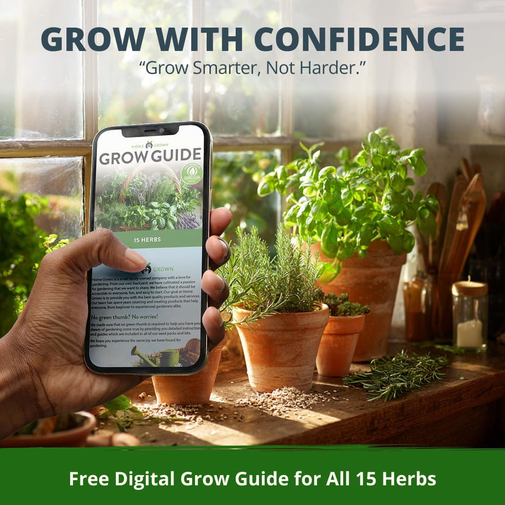 HOME GROWN 15 Herb Seed Variety Kit, 4300+ Seeds, Culinary Herb Kit | High Germination, Heirloom, Non-GMO | 4300+ Seeds | Indoor/Outdoor & Hydroponic | Culinary Herbs | Gardening Gift