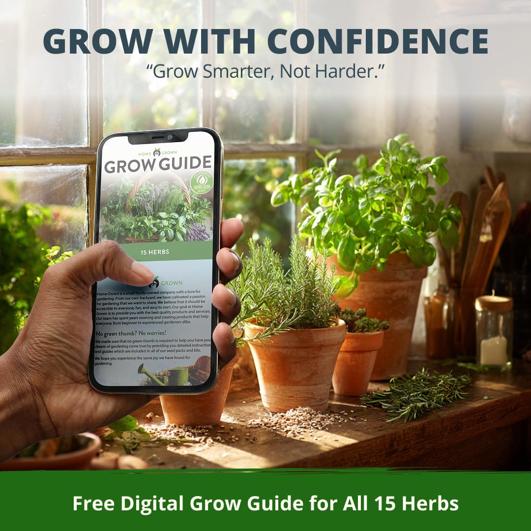 HOME GROWN 15 Herb Seed Variety Kit, 4300+ Seeds, Culinary Herb Kit | High Germination, Heirloom, Non-GMO | 4300+ Seeds | Indoor/Outdoor & Hydroponic | Culinary Herbs | Gardening Gift