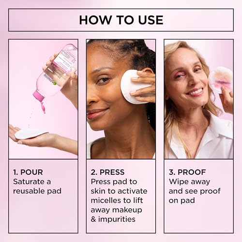 Garnier Micellar Water, Hydrating Facial Cleanser & Makeup Remover, Suitable for Sensitive Skin, Vegan, Cruelty Free, 13.5 Fl Oz (400mL), 1 Count