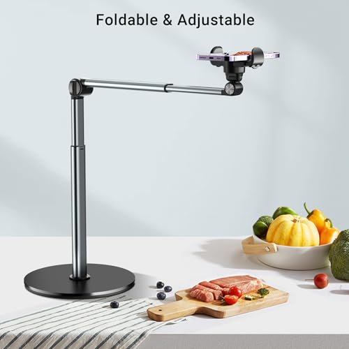 Mionondi Overhead Phone Mount for Video Recording | Aluminum Overhead Tripod for iPhone, Desk Phone Camera Stand for Cooking, Nail Techs, Filming, Live Streaming