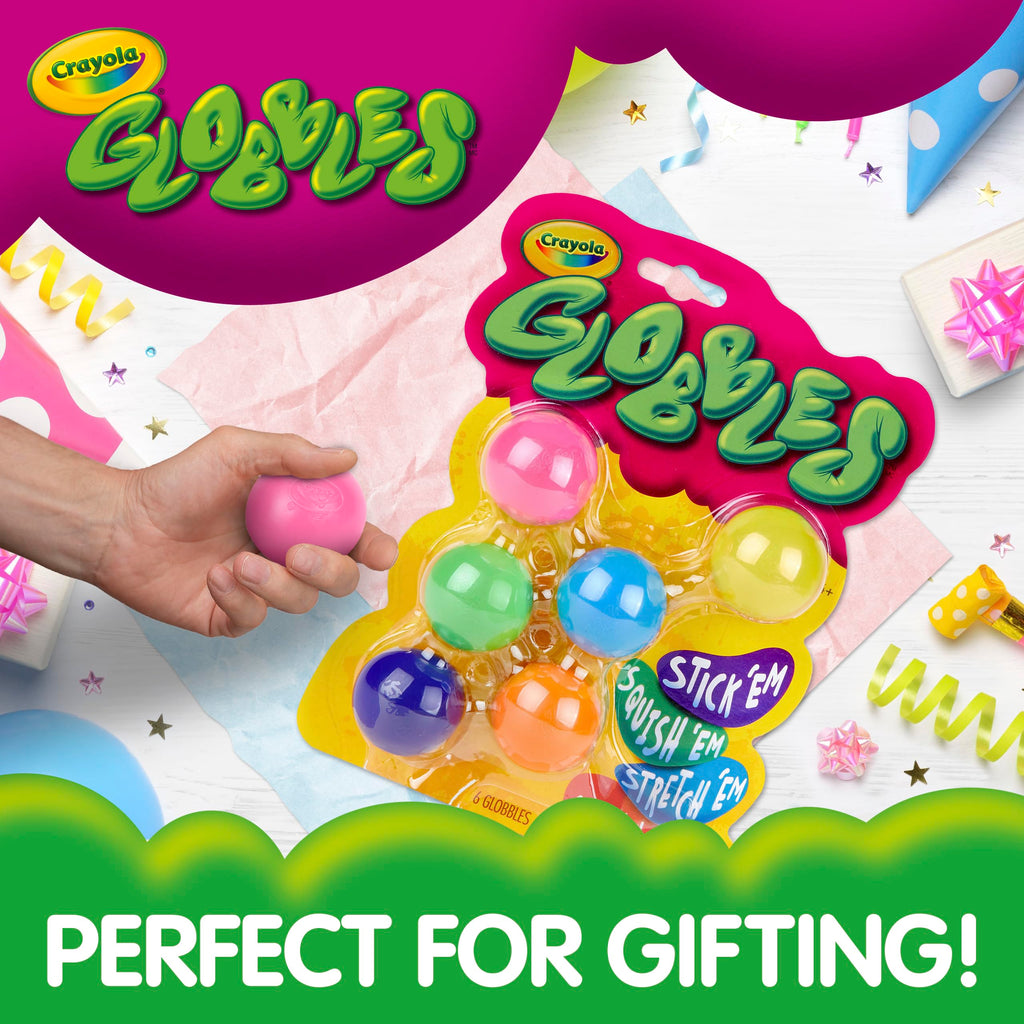 Crayola Globbles Fidget Toy, 6ct, Sticky Stress Ball, Kid Stocking Stuffers | Holiday Gift for Kids & Adults, Squishy Balls, Calming Sensory Gifts for Stress Relief