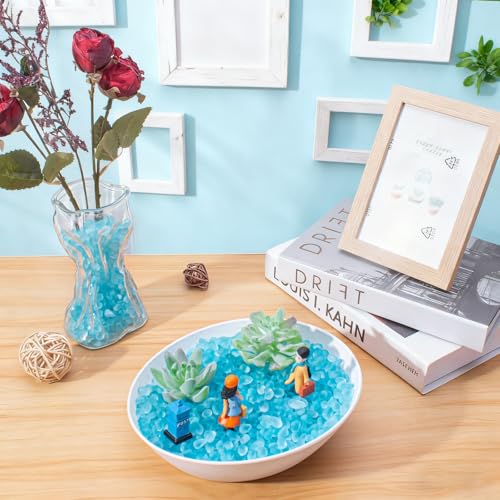 Keedolla Ice Blue Sea Glass Marbles Stones Frosted Glass Pebbles Gemstones for Aquarium Rocks, Fish Tank Gravel, Vase Fillers, DIY Crafts - 230g/8oz