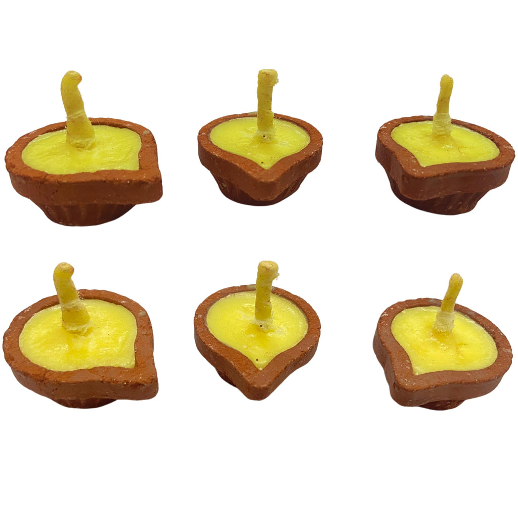 Handcrafted Poojan Clay Ghee Diya Set of 15 - Eco-Friendly Homemade Diya with Premium Cow Ghee Wick for Spiritual Rituals, and Religious Ceremonies, Meditation.