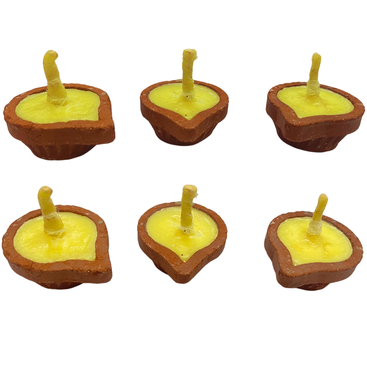 Handcrafted Poojan Clay Ghee Diya Set of 15 - Eco-Friendly Homemade Diya with Premium Cow Ghee Wick for Spiritual Rituals, and Religious Ceremonies, Meditation.