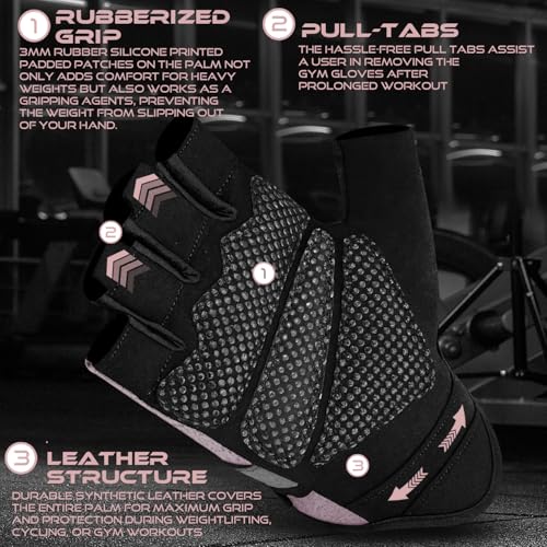 BEAST RAGE Workout Gloves for Men and Women, Fingerless Weight Lifting Gloves with Palm Protection Padding, Breathable and Lightweight Gym Gloves for Weightlifting, Cycling, Exercise, Training Pull Up