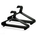 KEPLIN Adult Plastic Coat Hangers - 25 Pack, Strong Clothes Hangers for Clothes Rail & Closet, Clothing Hanger with Suit Pants Trouser Bar and Clips, Space Saving, 37.5 cm Wide (Black (Gloss)
