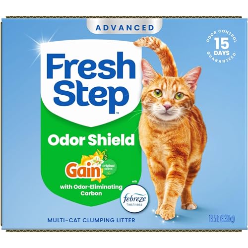 Fresh Step Advanced Odor Shield Clumping Cat Litter with Gain, 18.5 lb, 2Pk | Odor Shield with Ammonia Block Technology, Low Dust, Multi Cat, Compatible with Most Automatic Litter Boxes
