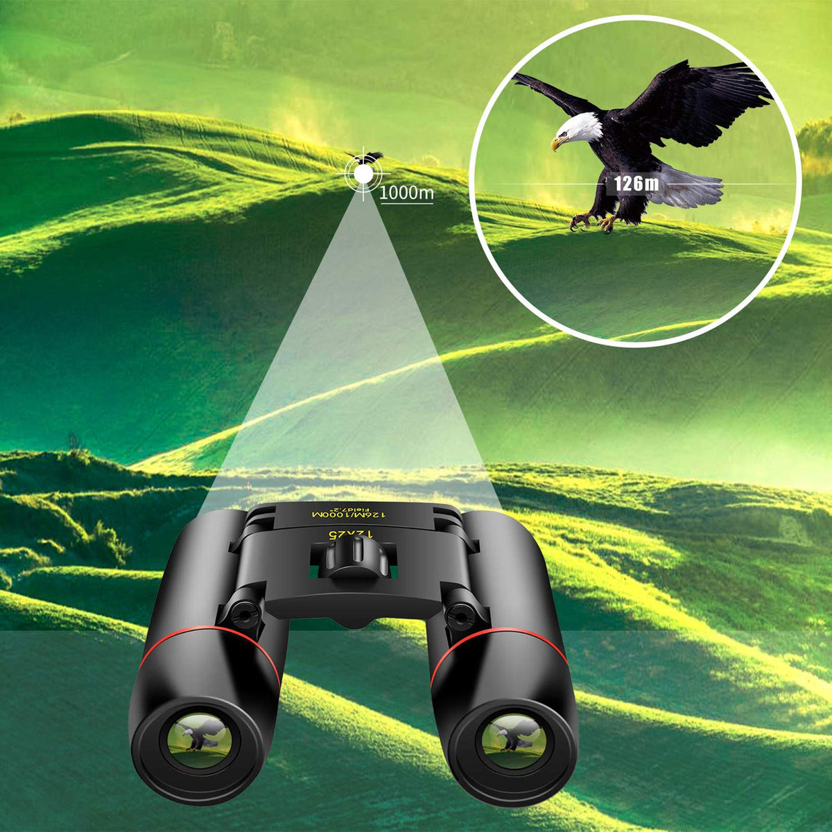 POLDR 12X25 Small Pocket Binoculars Compact for Adults | Mini Portable, Easy Focus, Crystal Clarity for Bird Watching, Concert, Opera, Cruise, Travel, Hiking