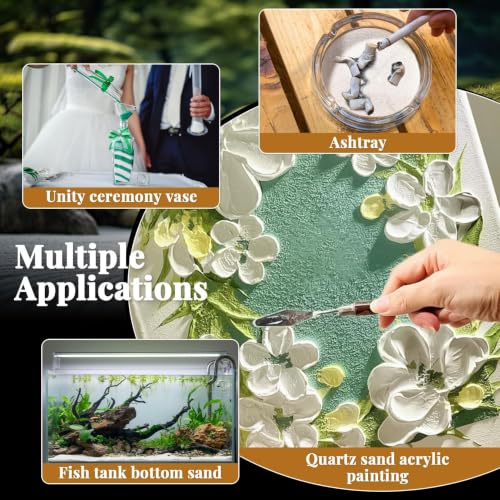 RAINFLOW 15oz Fine White Sand - Quartz Sand for Crafts & Decor | Decorative Sand for Aquarium Tank, Wedding Unity Ceremony, Zen Garden, Vase Filler & Incense Burner & Substrate