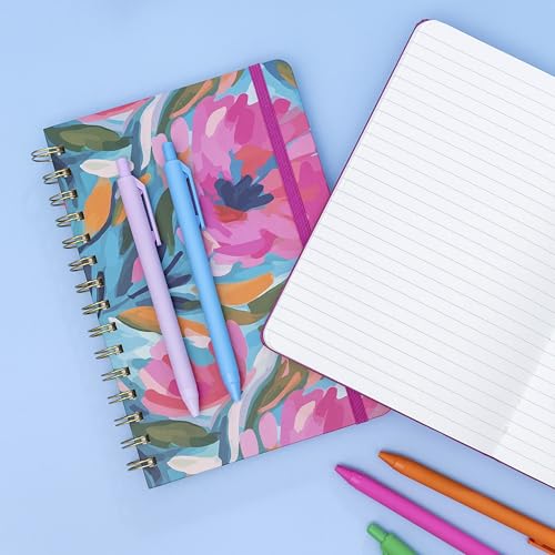 PAPERAGE Lined Spiral Journal Notebook, (Cherry Blossom/Fruit), 160 Pages, Hardcover Journal for Women & Men, Medium 5.5 in x 8 in - 100 GSM, Thick Paper, Spiral Notebook for Work, School & Journaling