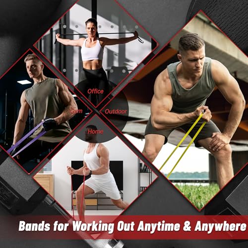 5-Level Resistance Bands for Working Out, Pull Up Assistance Bands | 5-125 LBS Resistance, Fitness, Full-Body Training, Physical Therapy & Stretch Workout, for Men, Women, Home, Outdoor, Gym Use