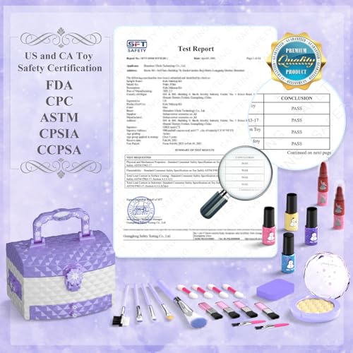 56 Pcs Kids Makeup Set for Girls, Washable Real Cosmetic Toddler Makeup Kit | 2026 New CPF Sustainable Materials, Safety & Non-Toxic, Frozen Toy Birthday Gift for 3 4 5 6 7 8 9 10 11 12 Year Old (Purple)