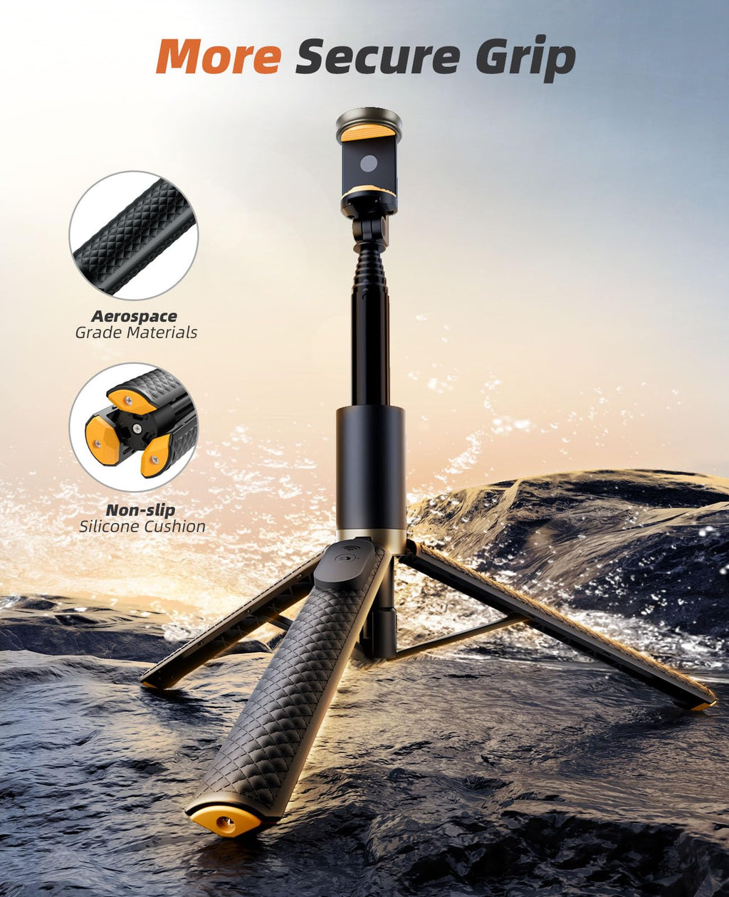Tripod for iPhone, Selfie Stick with Remote, Stable & Durable Phone Tripod | Portable Travel Cell Phone Stand, Extendable All-in-1 Tripod for Video Recording Compatible with iPhone Android