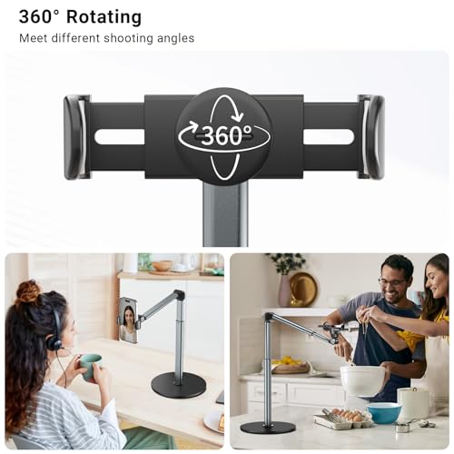 Mionondi Overhead Phone Mount for Video Recording | Aluminum Overhead Tripod for iPhone, Desk Phone Camera Stand for Cooking, Nail Techs, Filming, Live Streaming