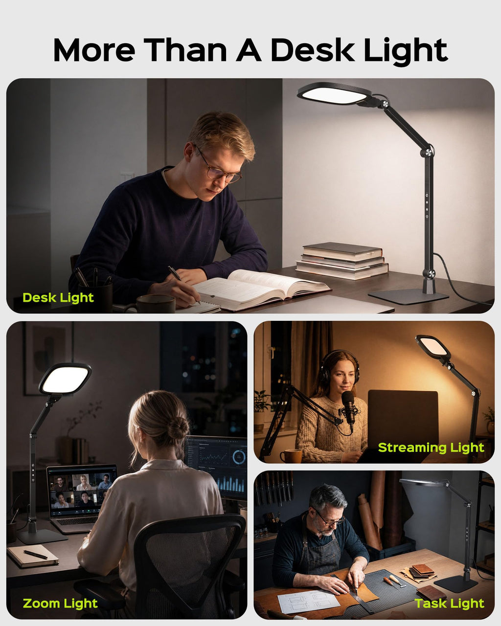 LED Desk Lamps for Home Office, 18W Bright Soft Video Conference Lighting | 50+ Light Modes, Eye-Care, Glare-Free, Memory & Timer Func, Upgrade Desk Light for Reading, Zoom, Streaming, Study, Craft