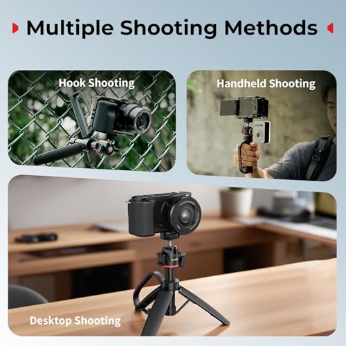 SMALLRIG Small Camera Tripod Selfie Stick, Extendable 8"-15" Mini Tripod | Carabiner with Mantis Hook, 360° Ball Head, Cold Shoe Mount, 1/4"-20 Screw for DSLR, Adapter for DJI, for GoPro - 5285