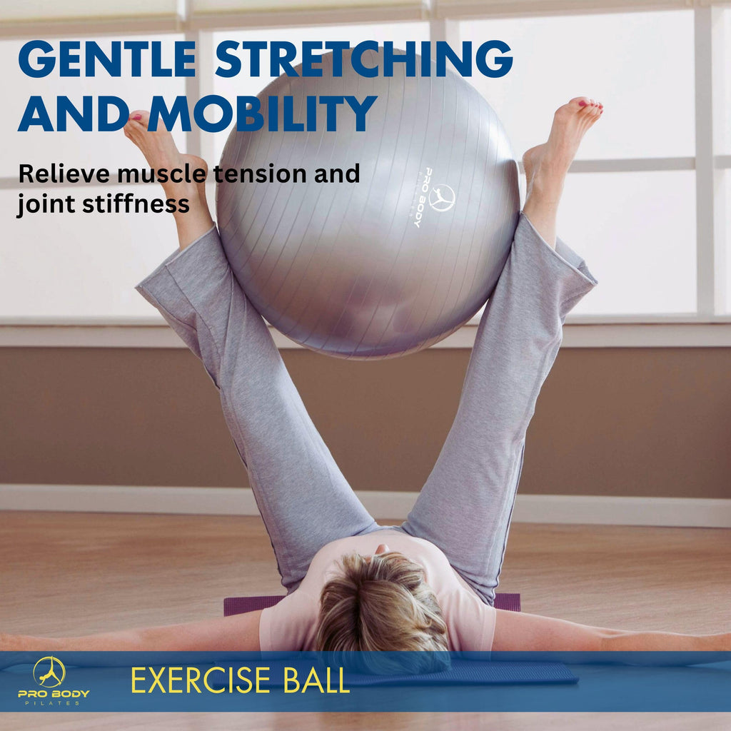 ProBody Pilates Yoga Ball - Gym Grade Exercise Ball | Sizes 45/55/65/75/85 cm, 330 lb Load, CA 10P Cert, PT & Prenatal Use, Recommended by OBs, Pump