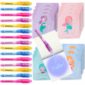 BONNYCO Invisible Ink Pen and Notebook Pack of 16 Party Favors for Kids | Mermaid Goodie Bags Stuffers for Kids. Birthday Party Supplies with Magic Spy Pen, Goody Bag Stuffers, Return Gifts, Prizes